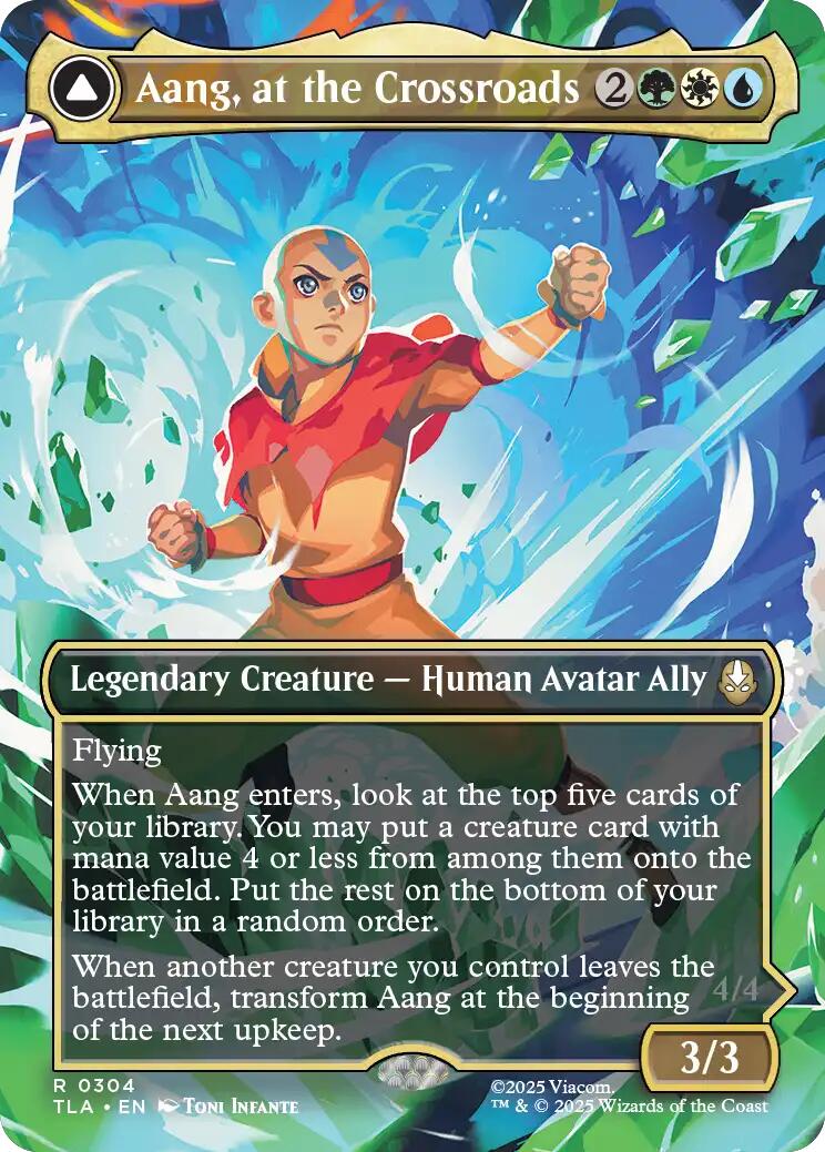 aang mtg card Aang, at the Crossroads (Borderless) [TLA Legendary Creature — Human Final Fantasy Reveals New Cover:Iconic Characters Cartas Zendikar