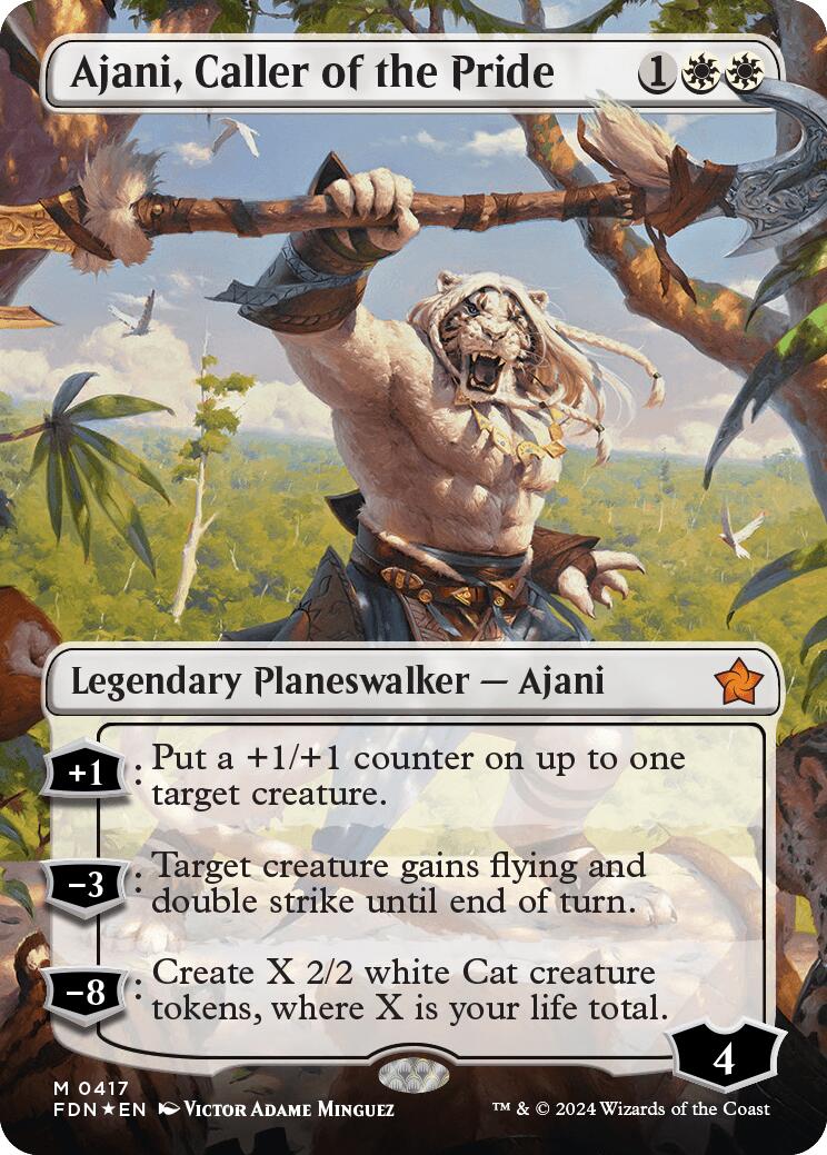 Ajani, Caller of the Pride (Borderless) (Mana Foil) [FDN - 417]